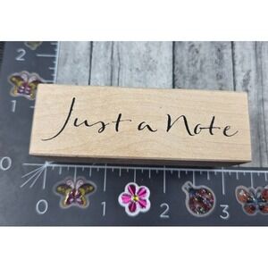 Wordsworth Just A Note S092F 2001 Elegant Script Rubber Stamp Wood #H14